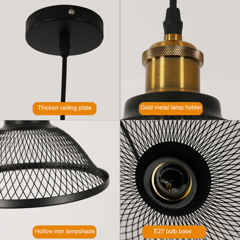 Industriële hanglamp, E27-fitting, compatibel met alle E27-lampen (lamp niet inbegrepen)