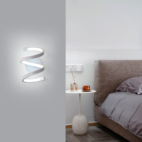 LED-wandlamp voor binnen, 18W witte spiraalvormige wandlamp, moderne wandlamp voor slaapkamer, gang, kantoor, koud wit licht 6500K