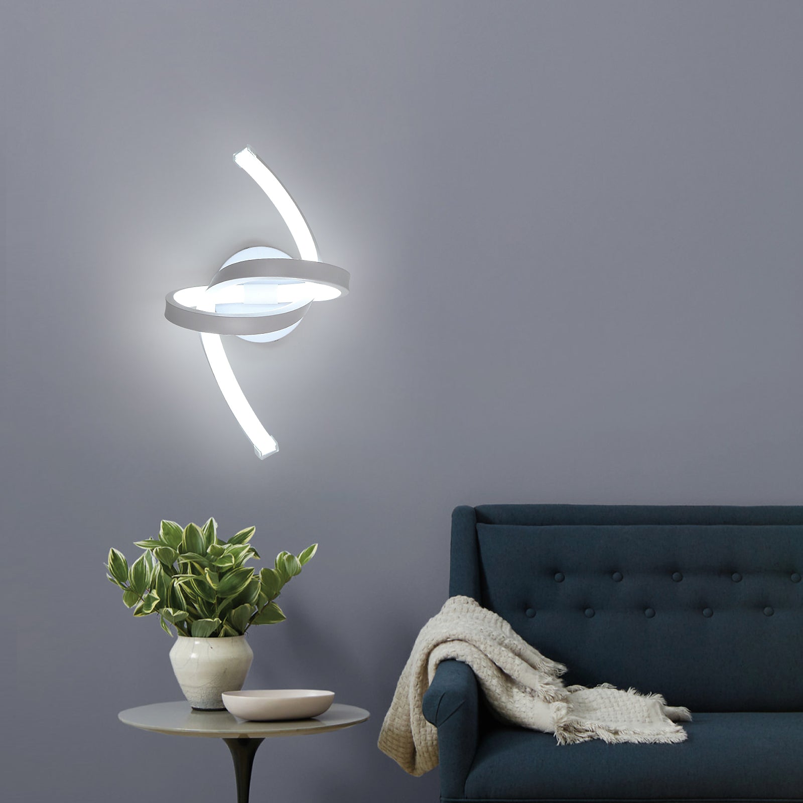 Applique Murale Interieur, 19W Appliques LED Design Courbe, Lampe Murale Moderne