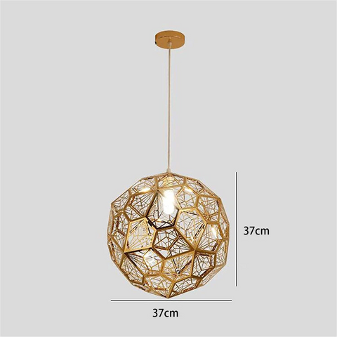 Gouden plafondlamp in roestvrij staal, modern en minimalistisch met polyhedrale structuur voor eetkamer, woonkamer, slaapkamer of bar - 37 cm.