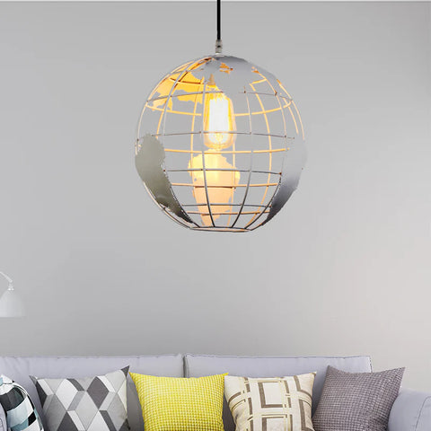 Ball hanglamp, vintage Industri hanglampen in ijzeren boldesign, plafondlamp voor woonkamer eetkamer gang restaurant (wit) zonder lamp