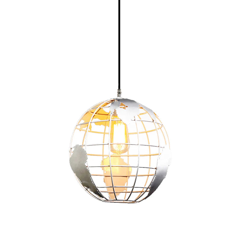 Ball hanglamp, vintage Industri hanglampen in ijzeren boldesign, plafondlamp voor woonkamer eetkamer gang restaurant (wit) zonder lamp