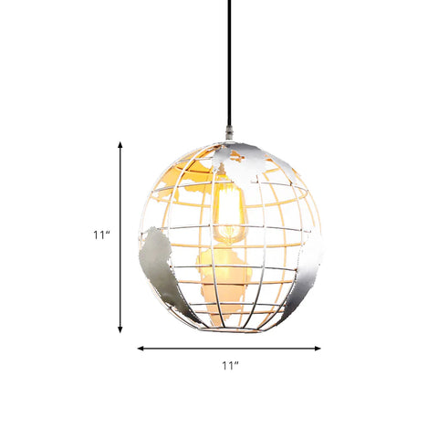 Ball hanglamp, vintage Industri hanglampen in ijzeren boldesign, plafondlamp voor woonkamer eetkamer gang restaurant (wit) zonder lamp