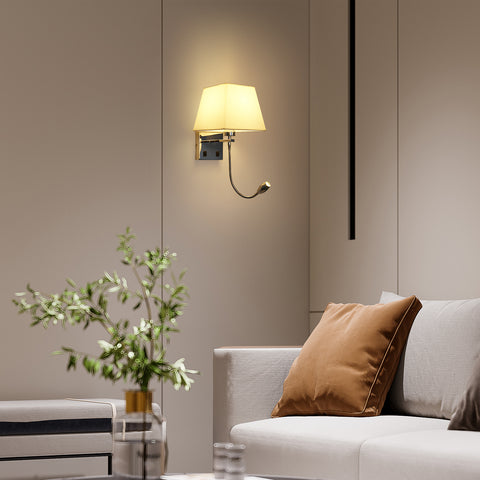 Bedlampje, LED-wandlamp Leeslamp Slaapkamer Zwenkarmhouder E27 Wandnachtlampje (exclusief lampen)
