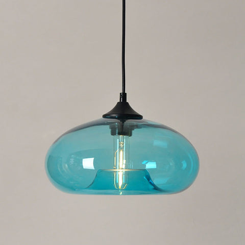 Moderne glazen hangende kleurrijke hanglamp voor woonkamer, bar, keuken, restaurant, café, eetkamer, Scandinavische huisverlichtingsarmaturen (blauwe kleur)