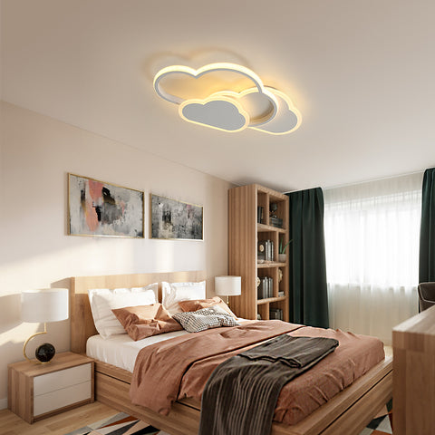 LED-plafondlamp, woondecoratie plafondverlichting, 36W witte acryl kroonluchter, wolkvormige plafondlamp voor slaapkamer, woonkamer, eetkamer, 3000K warm licht