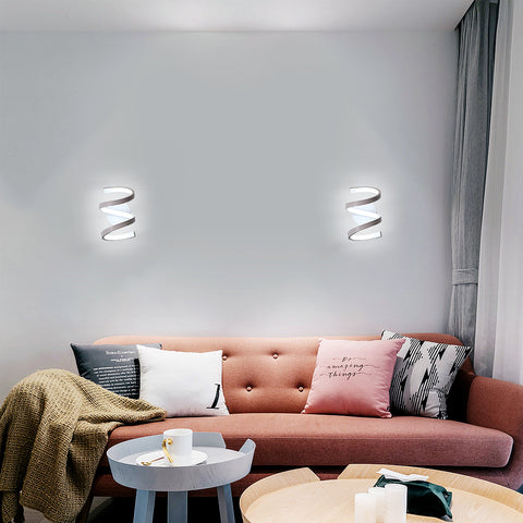 LED-wandlamp voor binnen, 18W witte spiraalvormige wandlamp, moderne wandlamp voor slaapkamer, gang, kantoor, koud wit licht 6500K