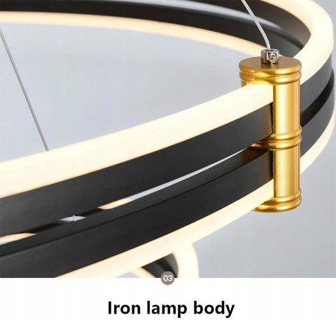 Moderne en eenvoudige LED-kroonluchter, zwarte dubbele hanglamp met afstandsbediening, dimbaar 3000-6000K Lichtdecoratie Kan gebruikt worden voor verlichting