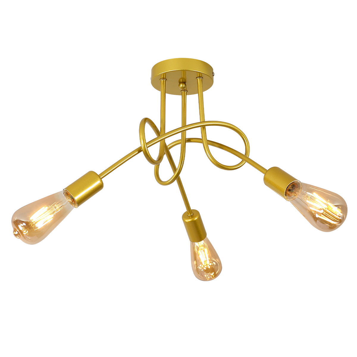 Industriële plafondlamp, vintage ijzeren hanglampen E27 gouden kroonluchter 3 lampen (lamp niet inbegrepen)