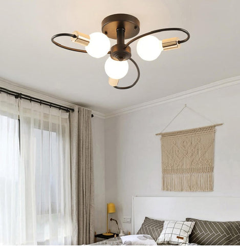 Moderne plafondlamp, creatieve plafondlamp, metaal zwart goud E27 voor woonkamer restaurant studio 3-lampen (zonder lampen)