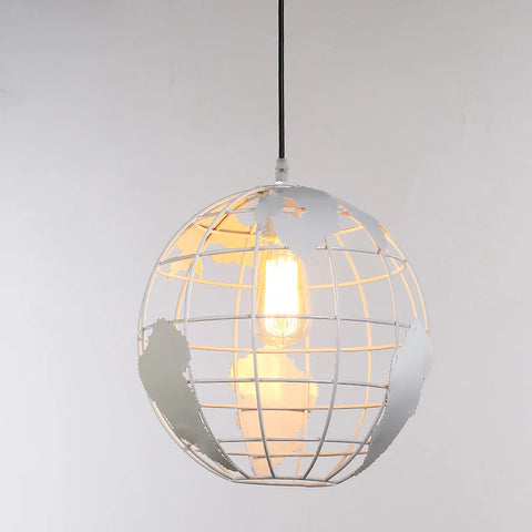Ball hanglamp, vintage Industri hanglampen in ijzeren boldesign, plafondlamp voor woonkamer eetkamer gang restaurant (wit) zonder lamp