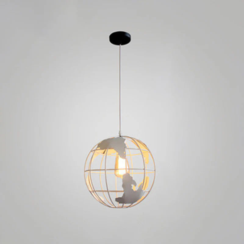 Ball hanglamp, vintage Industri hanglampen in ijzeren boldesign, plafondlamp voor woonkamer eetkamer gang restaurant (wit) zonder lamp