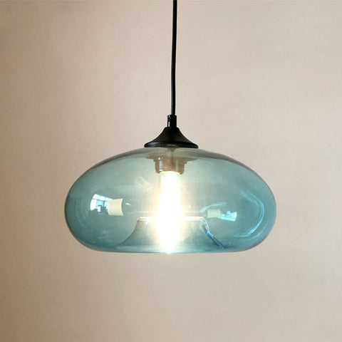 Moderne glazen hangende kleurrijke hanglamp voor woonkamer, bar, keuken, restaurant, café, eetkamer, Scandinavische huisverlichtingsarmaturen (blauwe kleur)
