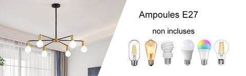 Industriële plafondlamp, vintage 6-koppige hanglamp, Spoetnik-plafondlamp in zwart en goud metaal, kroonluchter voor eetkamer, woonkamer, zonder lampen
