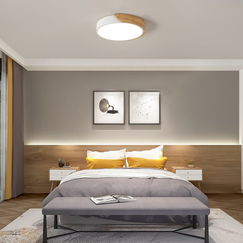 Ronde houten LED-plafondlamp 30W, moderne plafondlamp Ø30*5CM voor, plafondlampen 4500K