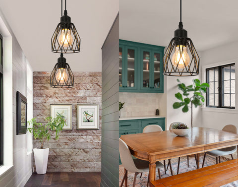 Industriële hanglamp E27 zwarte industriële plafondlamp Maximaal 60W Creatief ijzeren kooiontwerp Zwarte kroonluchter (zonder lamp)
