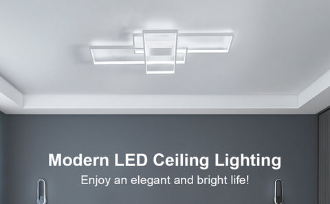 LED-plafondlamp 54W modern design koel wit 6000K rechthoek plafondlamp voor woonkamer slaapkamer eetkamer kantoor wit