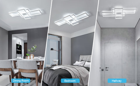 LED-plafondlamp 54W modern design koel wit 6000K rechthoek plafondlamp voor woonkamer slaapkamer eetkamer kantoor wit