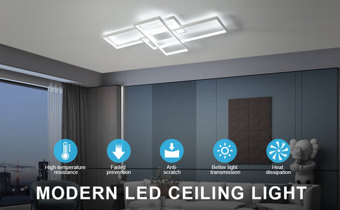 LED-plafondlamp 54W modern design koel wit 6000K rechthoek plafondlamp voor woonkamer slaapkamer eetkamer kantoor wit