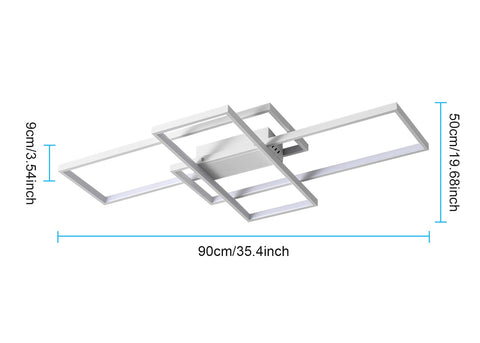 LED-plafondlamp 54W modern design koel wit 6000K rechthoek plafondlamp voor woonkamer slaapkamer eetkamer kantoor wit