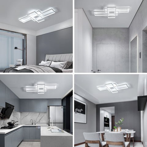 LED-plafondlamp 54W modern design koel wit 6000K rechthoek plafondlamp voor woonkamer slaapkamer eetkamer kantoor wit