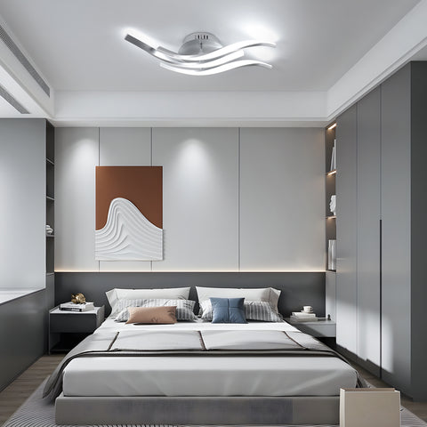 Moderne LED-plafondlamp met golven 52cm - 3 lampen in zilver aluminium, 24W, wit licht 6500K, 220V, CRI 80+, veelzijdige installatie