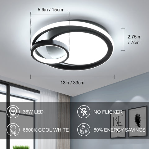Moderne LED-plafondlamp van 36 W, 80% energiebesparing, trillingsvrij, strak ontwerp met doorschijnende acryl lampenkap, ideaal voor woonkamer en badkamer