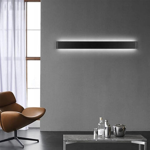 LED-wandlamp in modern aluminium metaal Zwart, 91 cm, Verlichting, Wit licht, 30W, voor woonkamer