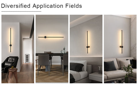 Moderne LED-wandlamp Lijnvorm Wandlamp 360° Draaibaar Warm Wit 3000K Voor Woonkamer, Slaapkamer, Hal, Entree Zwart 100cm
