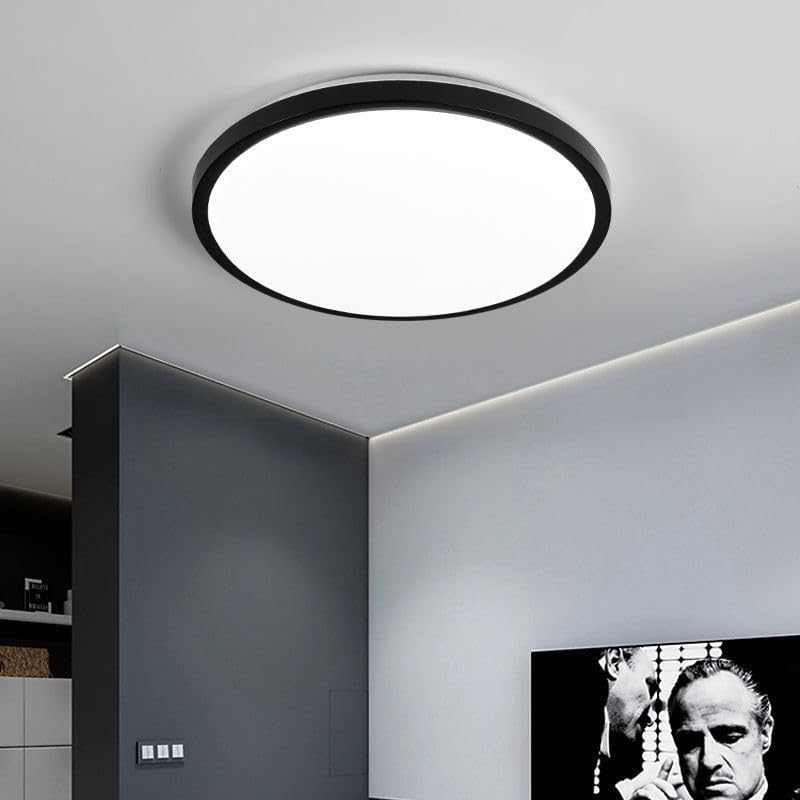 Lámpara de techo LED, 24 W, 2000 lm, luz blanca fría, 6500 K, redonda, IP54, lámpara de techo impermeable, lámpara de techo LED para baño, sala de estar, dormitorio, cocina