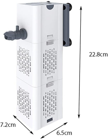 Aquariumbinnenfilter 80-250L, 15W stroomsnelheid van 1000L/H, interne filterpompfilter met filtersponzen