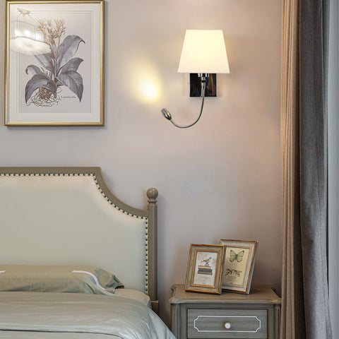 Bedlampje, LED-wandlamp Leeslamp Slaapkamer Zwenkarmhouder E27 Wandnachtlampje (exclusief lampen)