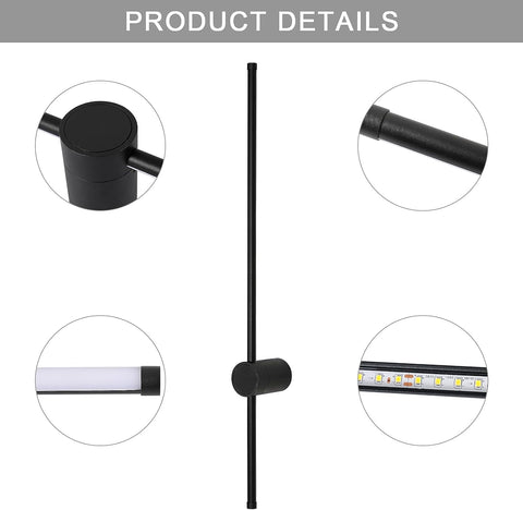 Moderne LED-wandlamp Lijnvorm Wandlamp 360° Draaibaar Warm Wit 3000K Voor Woonkamer, Slaapkamer, Hal, Entree Zwart 100cm