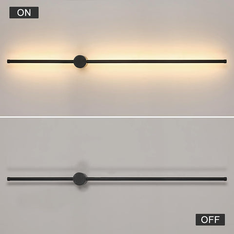 Moderne LED-wandlamp Lijnvorm Wandlamp 360° Draaibaar Warm Wit 3000K Voor Woonkamer, Slaapkamer, Hal, Entree Zwart 100cm