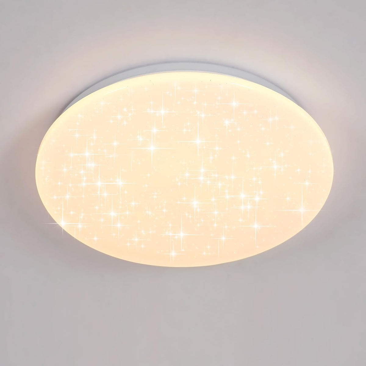 Lámpara de techo, lámpara de techo redonda de 24 W con efecto estrella, lámpara LED, lámpara de techo moderna para cocina, dormitorio infantil, pasillo, dormitorio, baño, luz cálida 3000 K