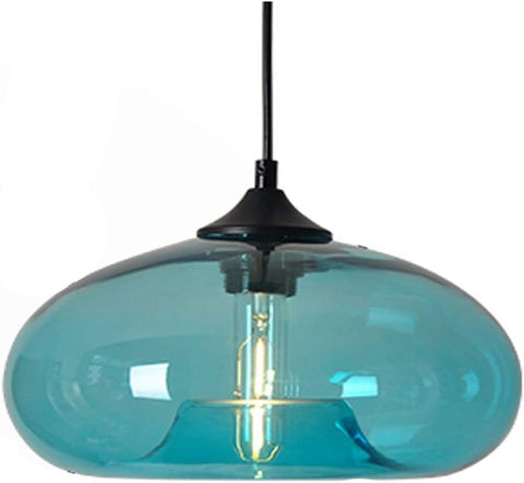 Moderne glazen hangende kleurrijke hanglamp voor woonkamer, bar, keuken, restaurant, café, eetkamer, Scandinavische huisverlichtingsarmaturen (blauwe kleur)