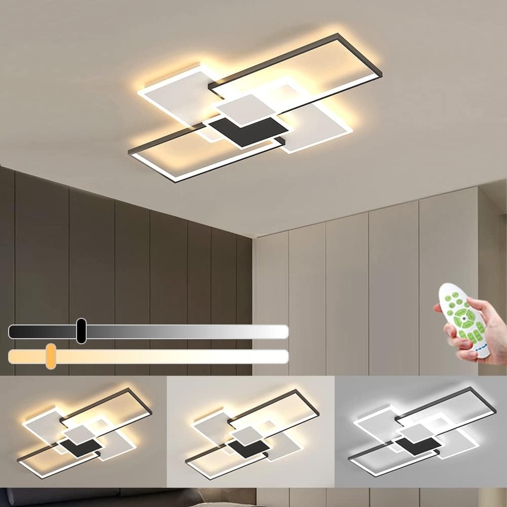 Dimbare LED-plafondlamp met afstandsbediening - Creatief metalen cirkelvormig ontwerp, geschikt voor slaapkamer, keuken, restaurant, eetkamer