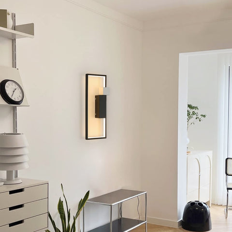 LED-wandlamp voor binnen, 15W 1200LM zwart creatief geometrisch ontwerp, moderne 3000K warm witte acryl wandlamp voor woonkamer, slaapkamer, hal, trap