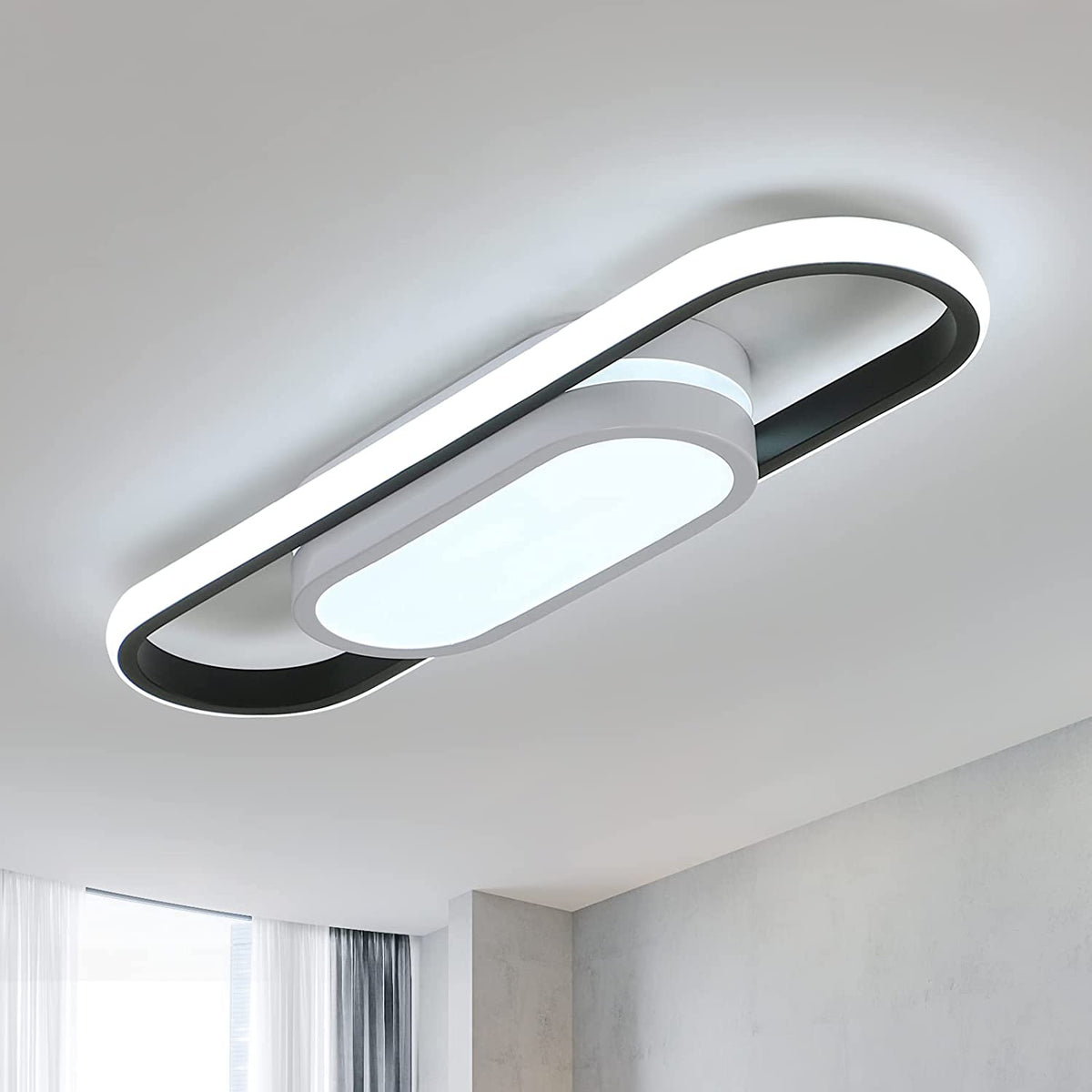 Plafonnier LED, plafonnier ovale en aluminium, plafonnier simple 24W, lumière blanche 6500K