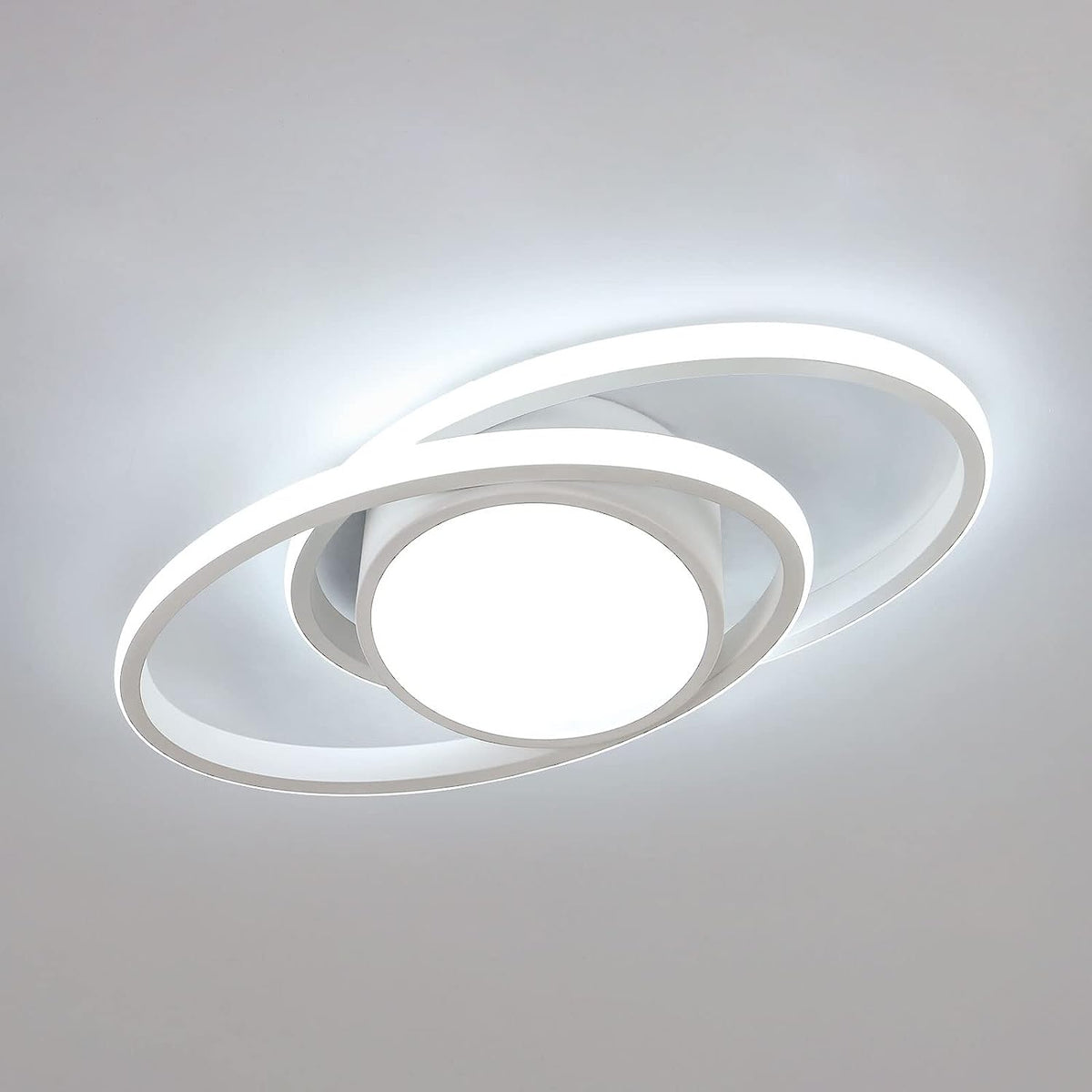 Lámpara de techo LED, lámpara de techo para dormitorio, 39W 4000lm, lámpara de techo moderna redonda para dormitorio, sala de estar, cocina, diámetro 40 cm (elíptica, blanca) Luz blanca fría 6500K