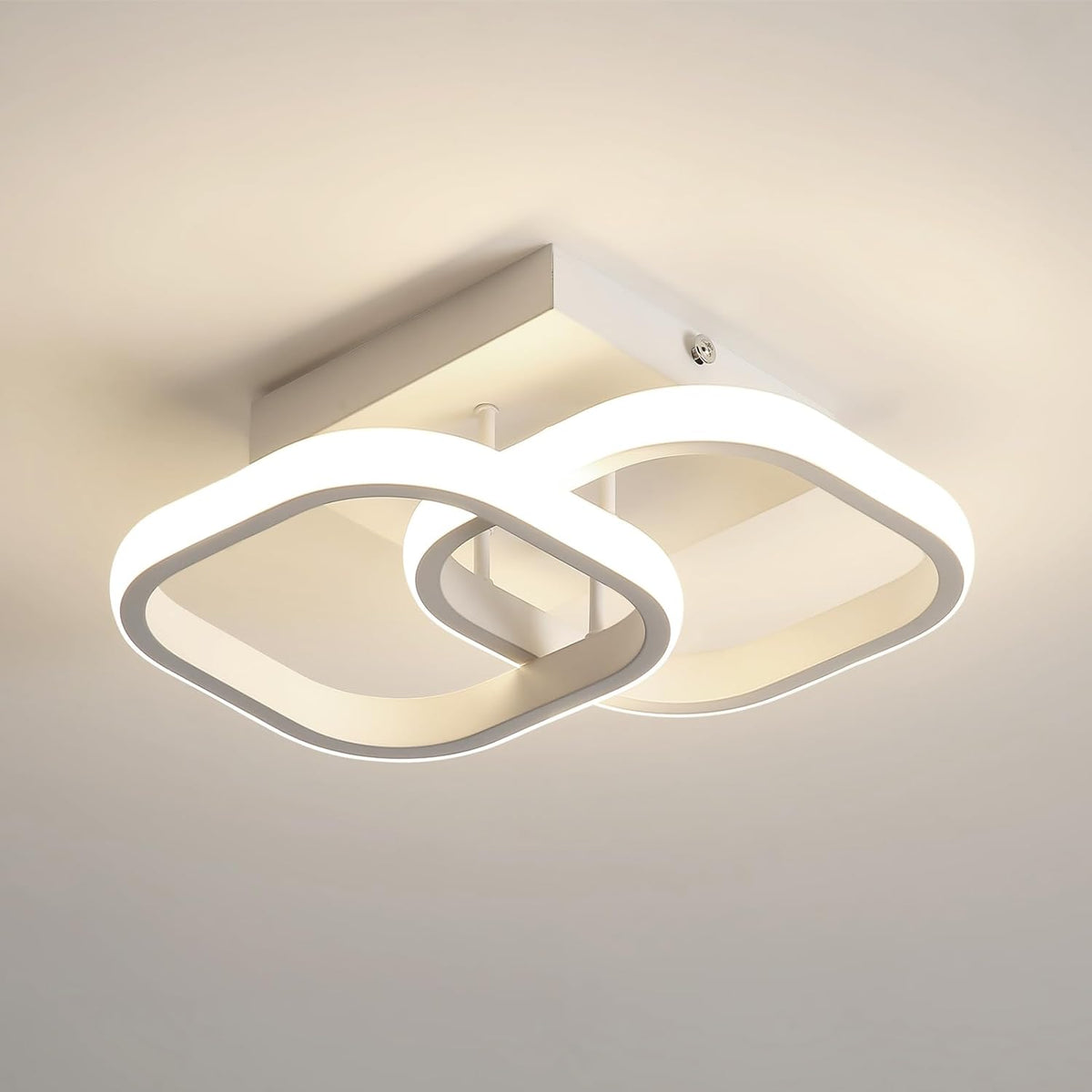 Plafonnier LED Moderne, Lampe de Plafond en Acrylique 4500K Lumière Naturelle, Carré Luminaire Plafonnier Blanc pour Chambre Salon Cuisine Couloir