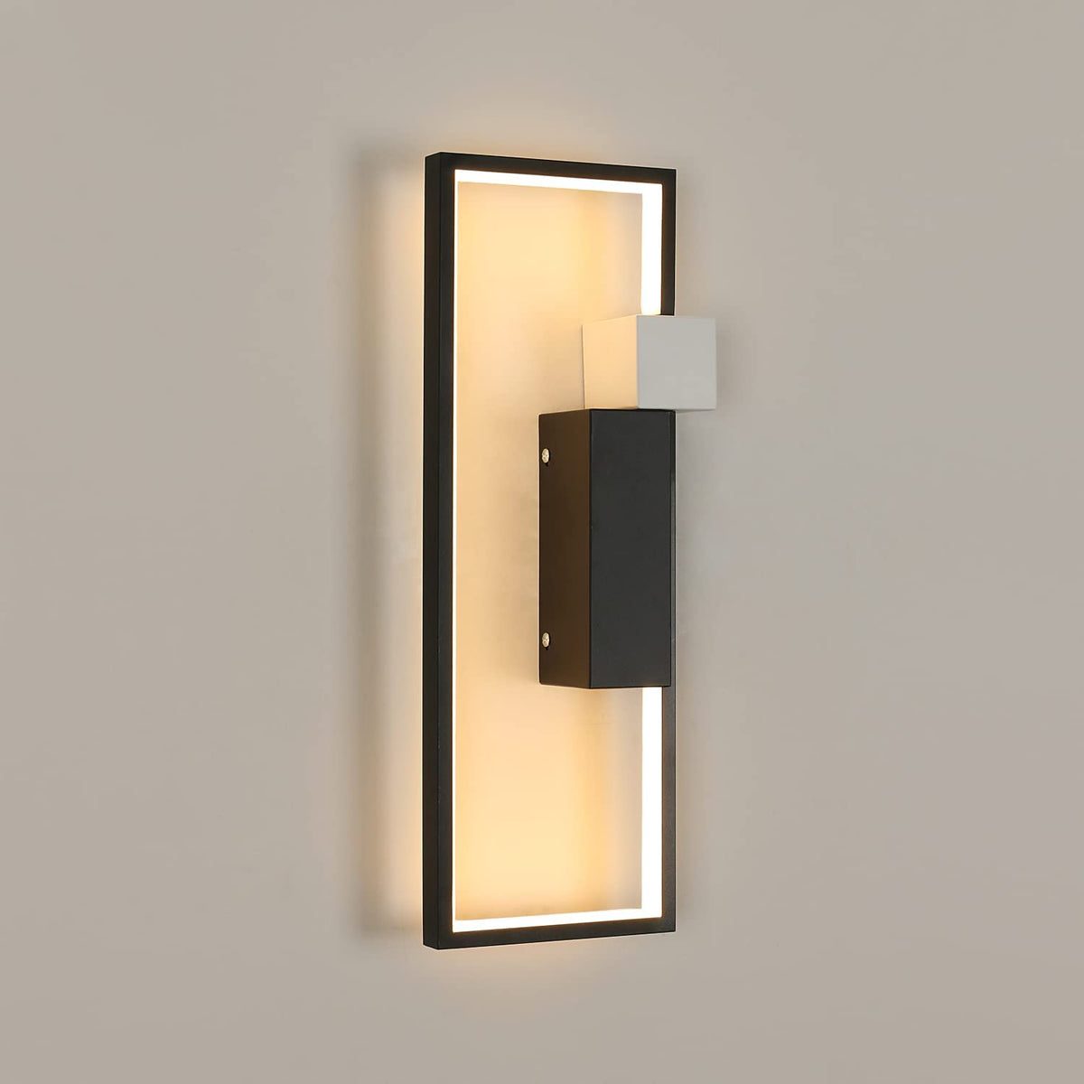 LED-wandlamp voor binnen, 15W 1200LM zwart creatief geometrisch ontwerp, moderne 3000K warm witte acryl wandlamp voor woonkamer, slaapkamer, hal, trap