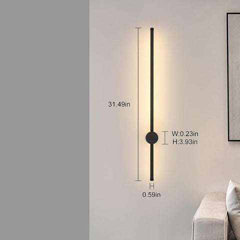 Moderne LED-wandlamp Lijnvorm Wandlamp 360° Draaibaar Warm Wit 3000K Voor Woonkamer, Slaapkamer, Hal, Entree Zwart 80cm