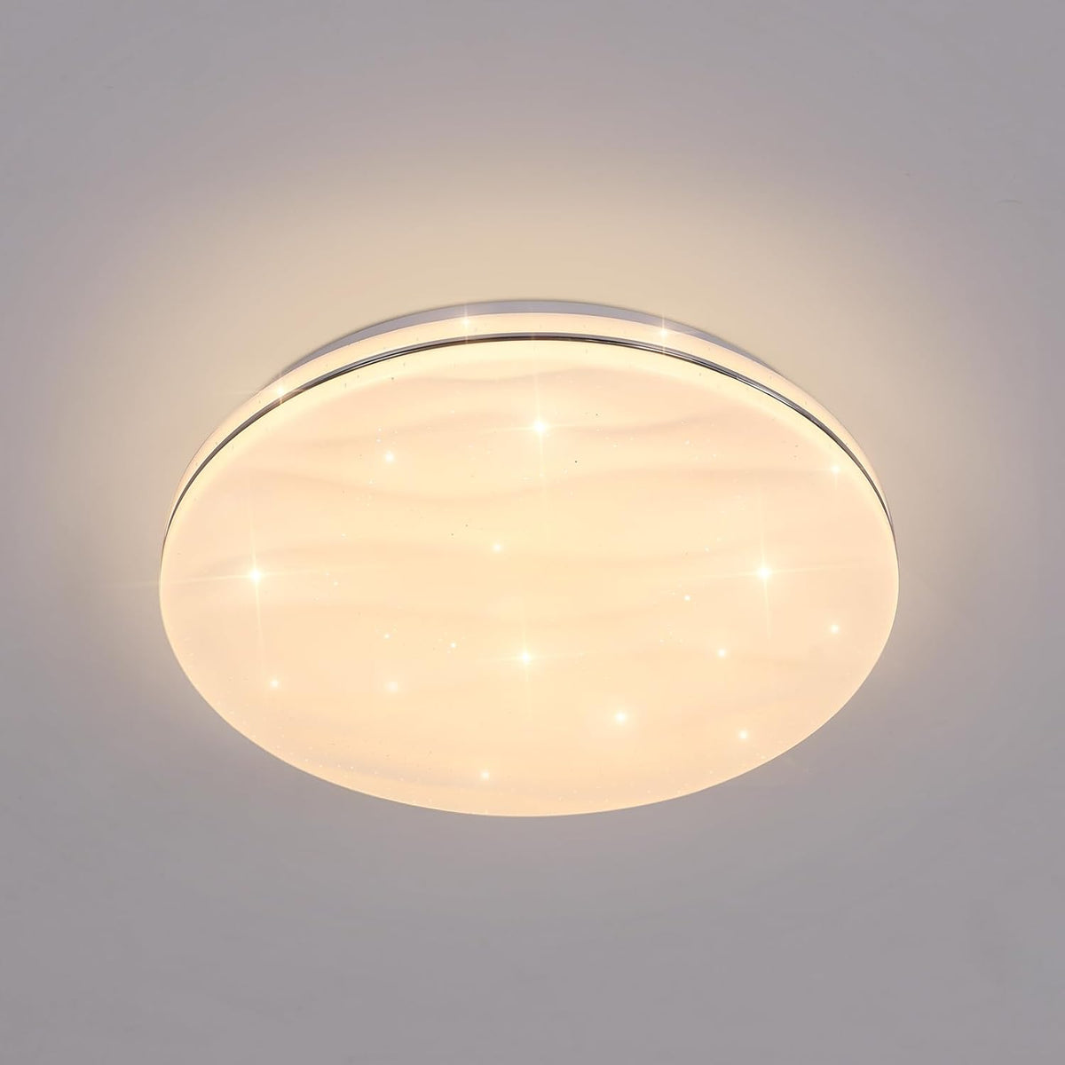 Lámpara de techo LED estrellada, lámpara de techo de 24 W para dormitorio infantil, luz cálida 3000 K, lámpara de techo redonda moderna para cocina, pasillo, dormitorio, baño