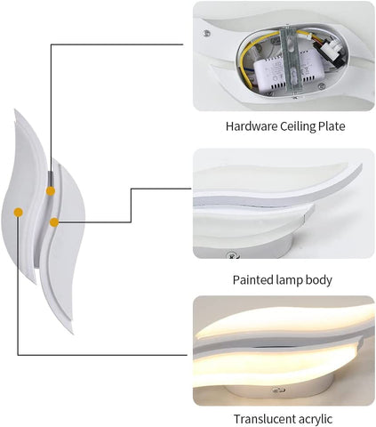 LED-binnenwandlamp, moderne wandlamp 20W 2300LM, acrylverlichting wandlamp voor woonkamer slaapkamer trap 3000K warm wit licht witte kleur
