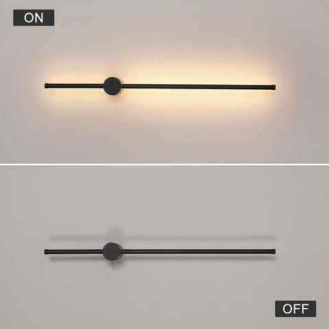 Moderne LED-wandlamp Lijnvorm Wandlamp 360° Draaibaar Warm Wit 3000K Voor Woonkamer, Slaapkamer, Hal, Entree Zwart 80cm