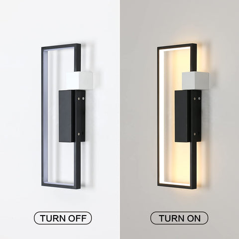 LED-wandlamp voor binnen, 15W 1200LM zwart creatief geometrisch ontwerp, moderne 3000K warm witte acryl wandlamp voor woonkamer, slaapkamer, hal, trap