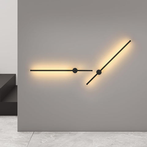 Moderne LED-wandlamp Lijnvorm Wandlamp 360° Draaibaar Warm Wit 3000K Voor Woonkamer, Slaapkamer, Hal, Entree Zwart 80cm