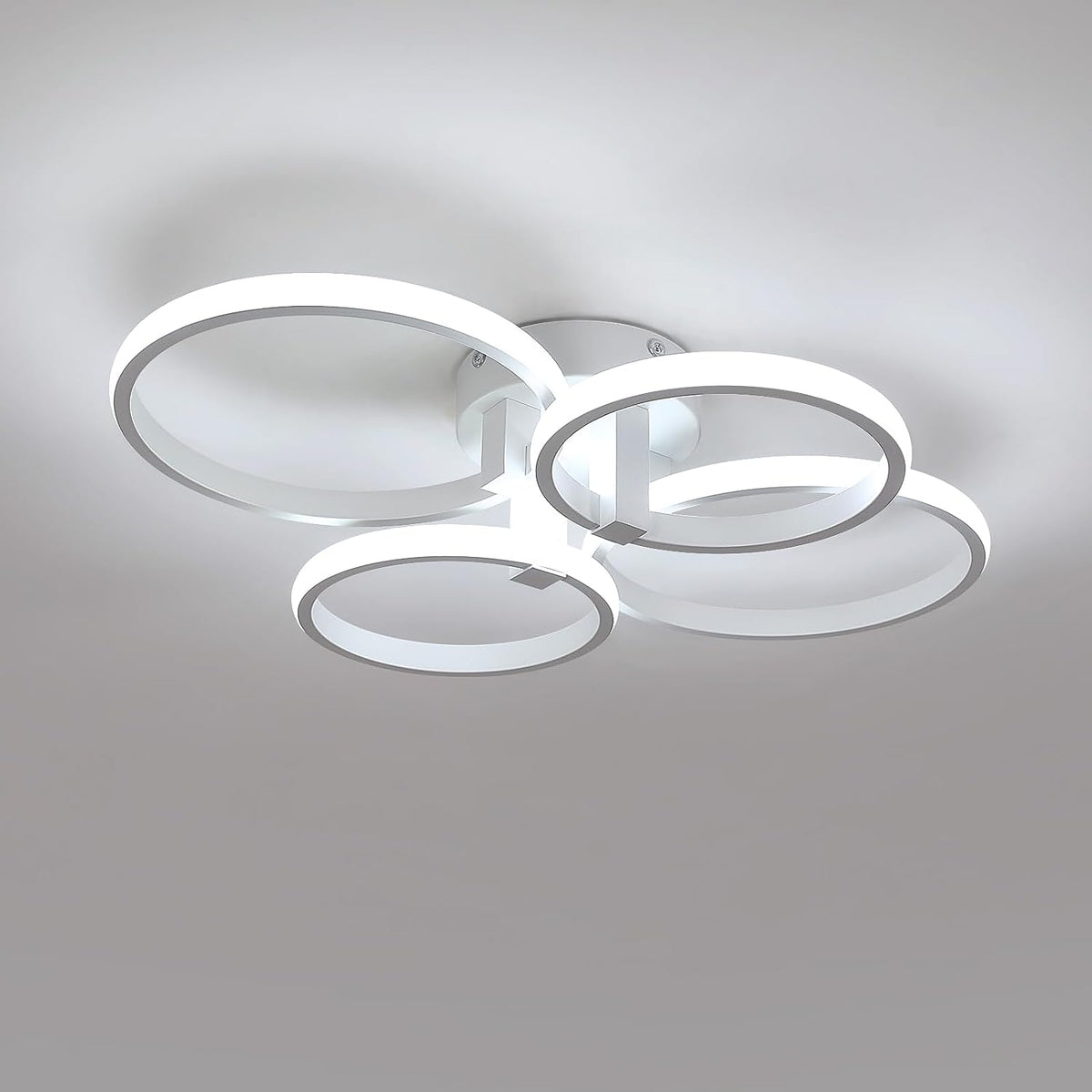 Plafonnier LED Moderne, 48W 5400LM Luminaire Plafonnier Rond, Blanc Lampe de Plafond en Aluminium, Anneau Plafond Lumière pour Salon, Chambre, Salle Manger, Cuisine, Blanc Froid 6500K