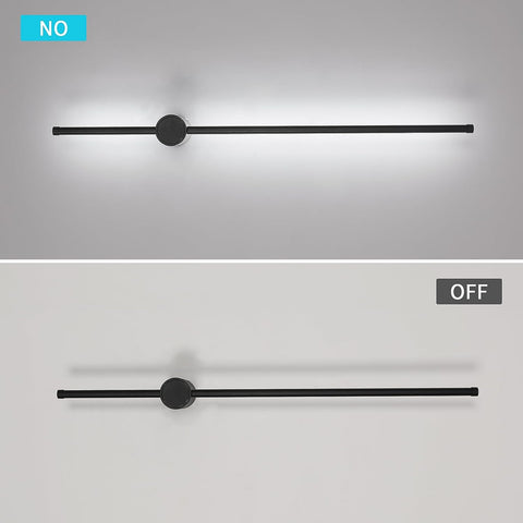 Wandlamp voor binnen, led-wandlamp 360° draaibaar 6500K koel wit, moderne zwarte wandlamp voor slaapkamer woonkamer eetkamer hal trap 100cm